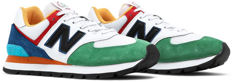 New Balance 574 Rugged White Varsity Green