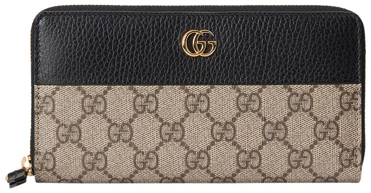 Gucci GG Marmont Zip Around Wallet BlackBeige