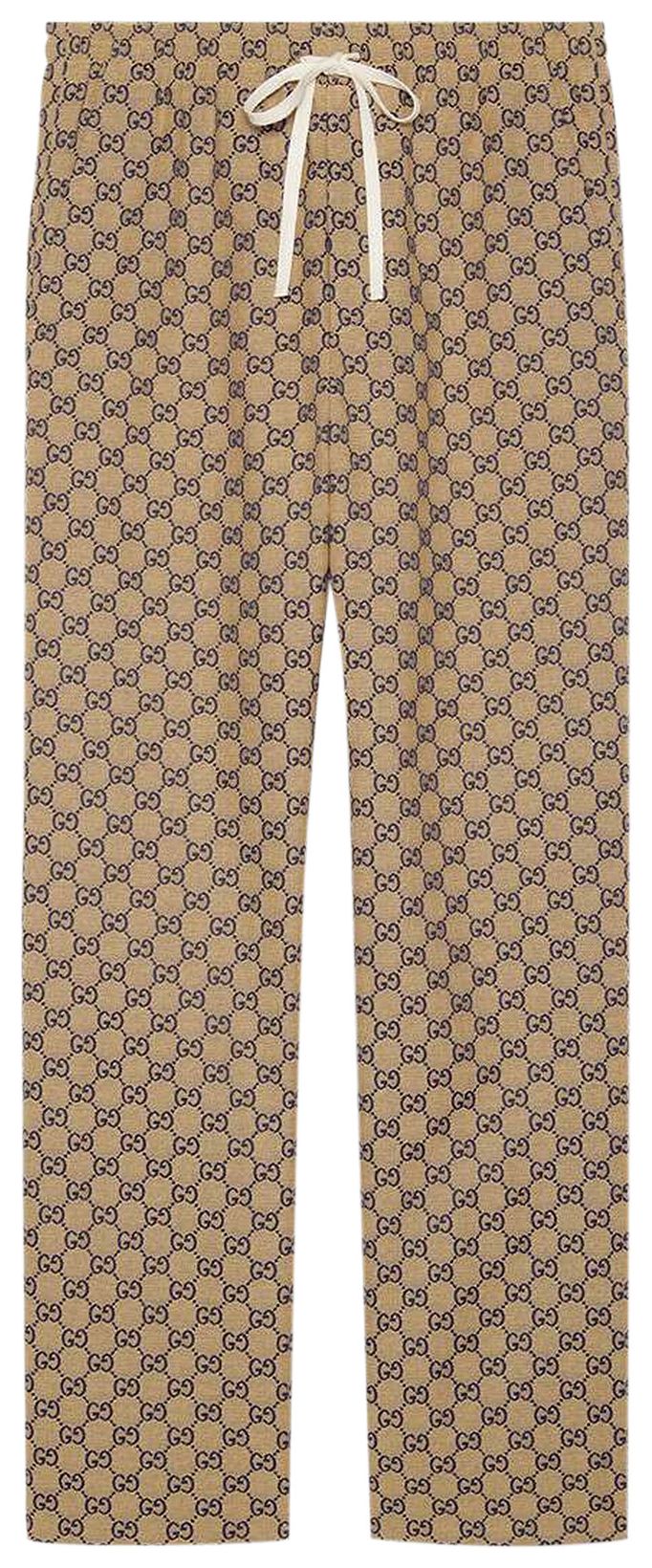 Gucci GG Canvas Pant With Leather Interlocking G BeigeBlue