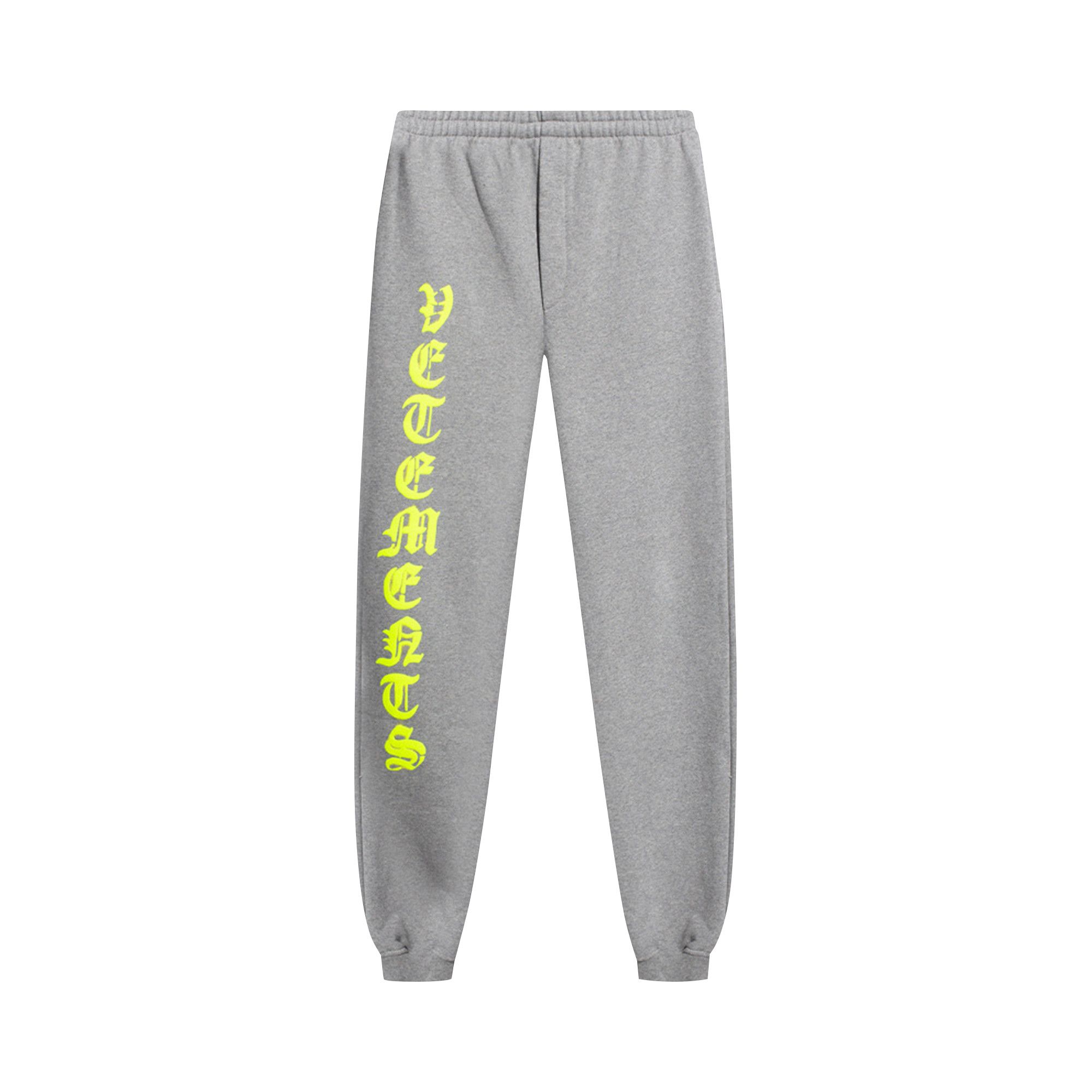 Buy Vetements Anarchy Logo Sweatpants 'Grey Melange/Neon Yellow