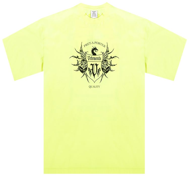 Vetements Black Label Logo T Shirt Neon YellowBlack