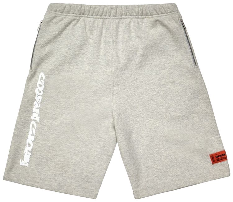 Heron Preston Warped Logo Sweatshort Grey MelangeWhite