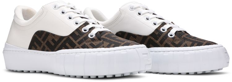 Fendi Force Lace Up Sneaker White Brown