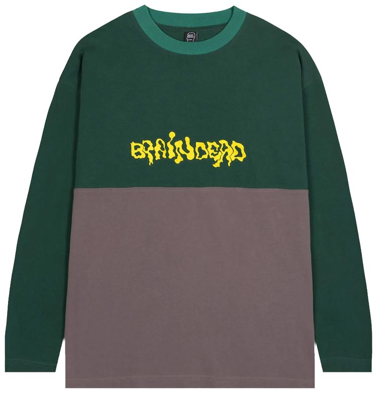 Brain Dead Embroidered Long Sleeve Football Shirt Forest Green