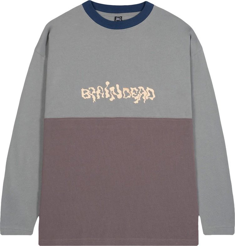 Brain Dead Embroidered Long Sleeve Football Shirt Grey