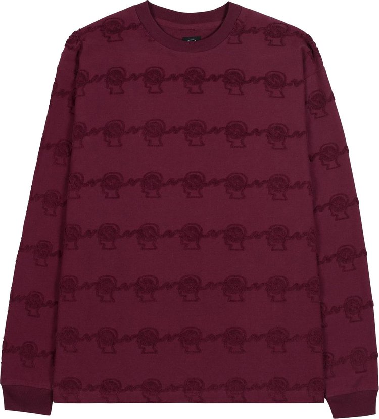 Brain Dead Running Head Textured Stripe Long Sleeve Burgundy