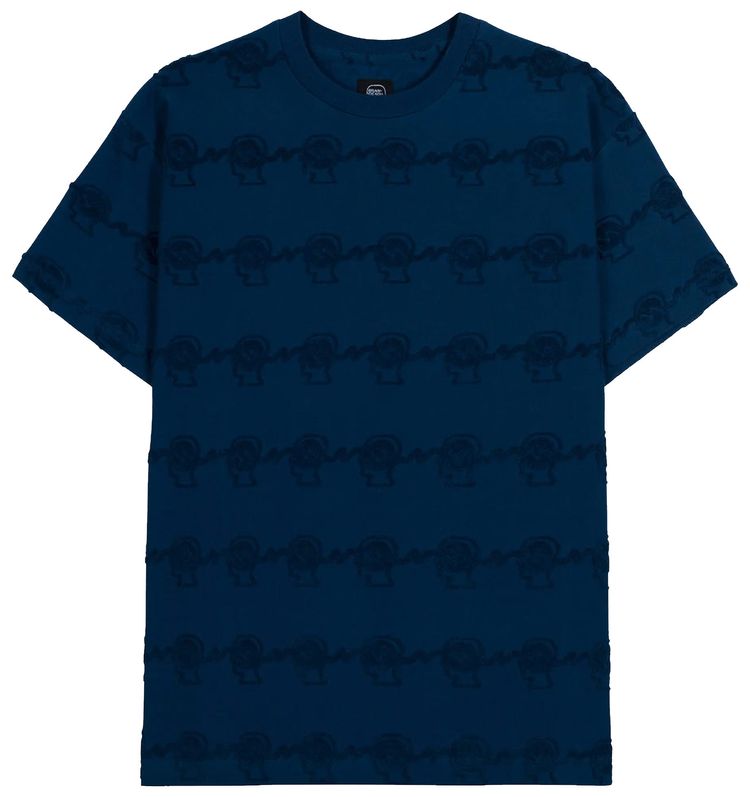 Brain Dead Running Head Textured Stripe Short Sleeve Navy