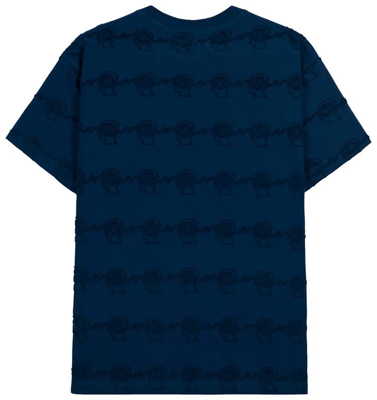 Brain Dead Running Head Textured Stripe Short Sleeve Navy