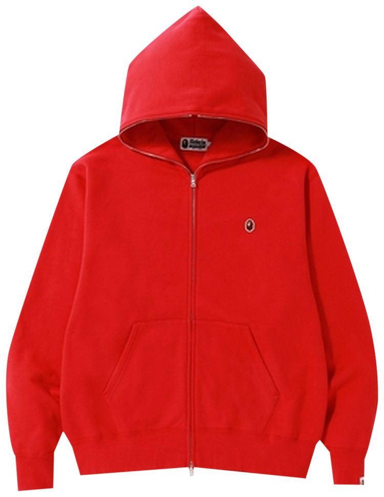 BAPE Relaxed One Point Full Zip Hoodie Red