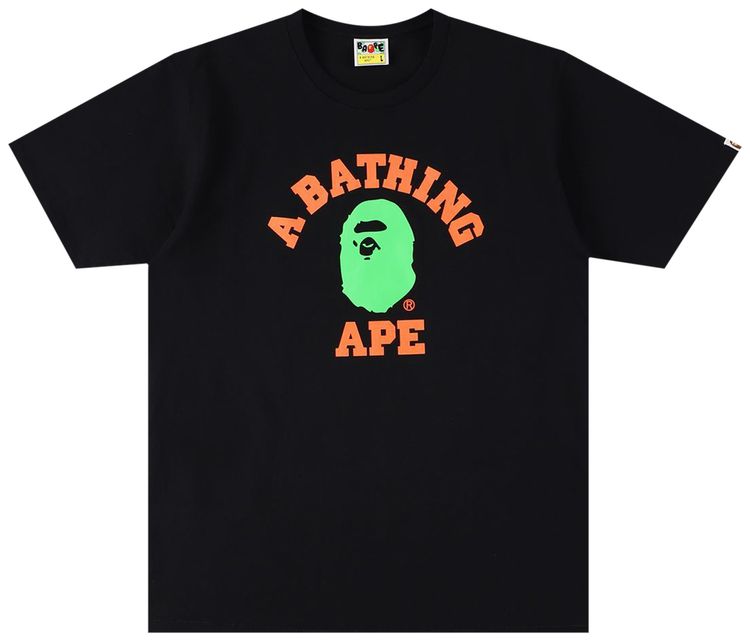 BAPE Neon College Tee Black