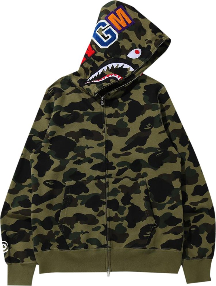 BAPE 1st Camo Shark Full Zip Hoodie Green