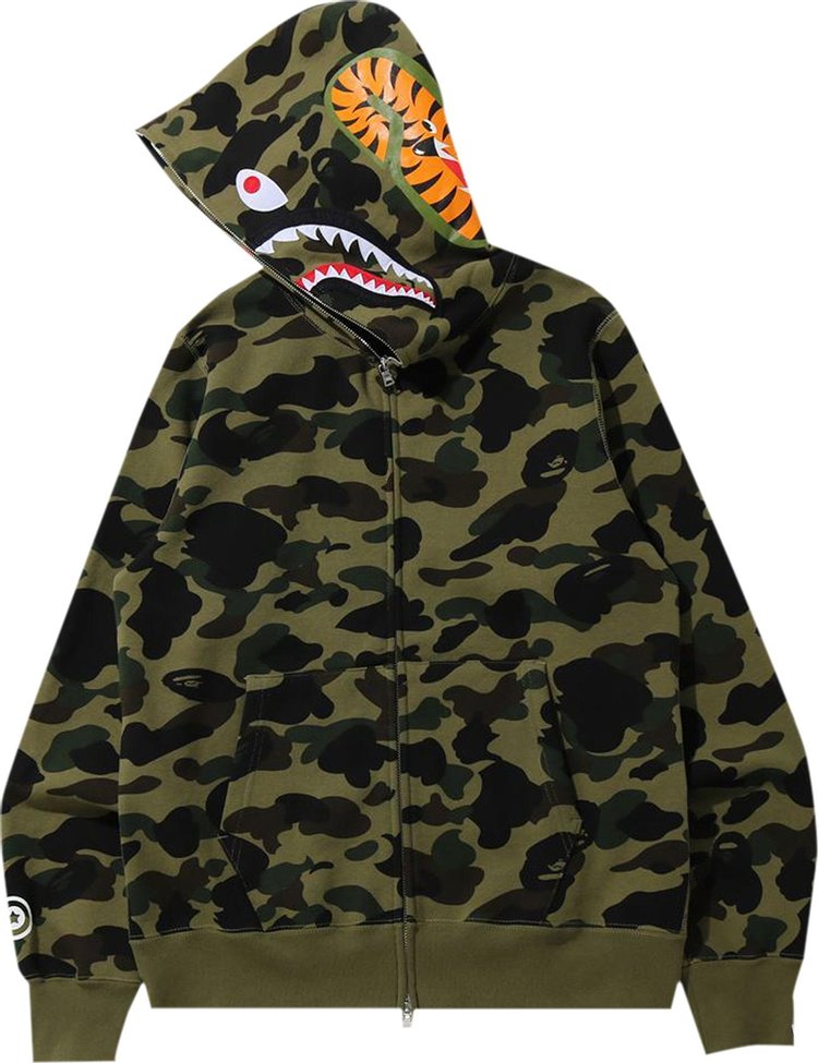 BAPE 1st Camo Shark Full Zip Hoodie Green