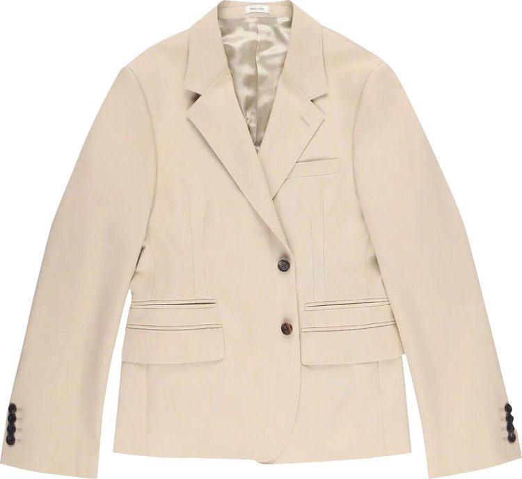 Alexander McQueen Notched Collar Single Breasted Blazer Biege