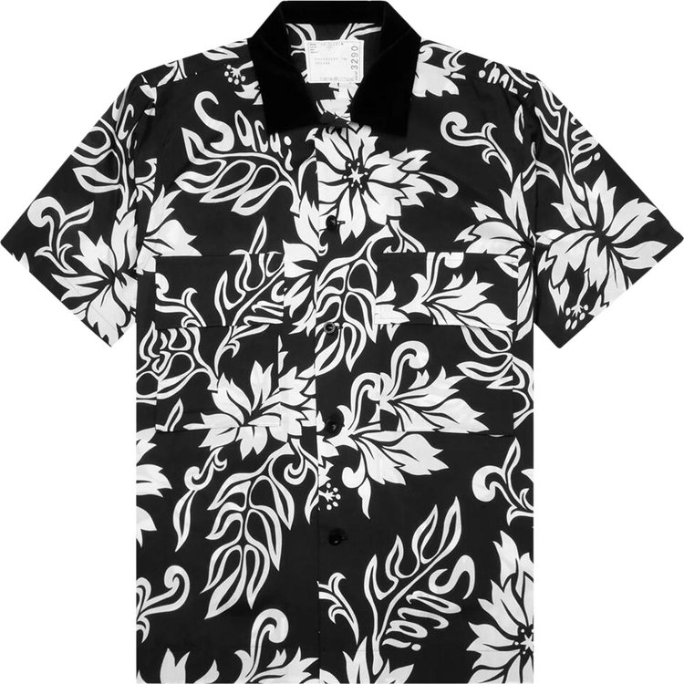 Sacai Floral Print Shirt Black