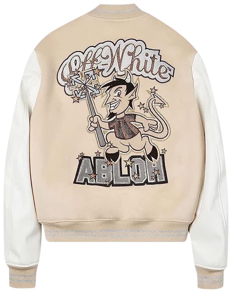 Off White x AC Milan Varsity Jacket CreamWhite