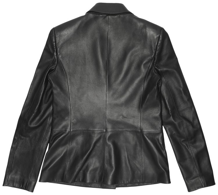 Versace Safety Pin Leather Blazer Black