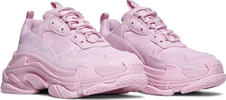 Balenciaga Wmns Triple S Sneaker Allover Logo   Pink