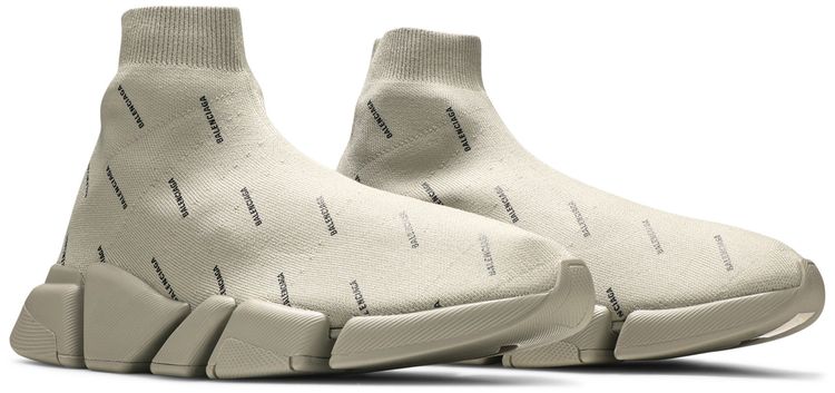 Balenciaga Speed 20 Sneaker Allover Logo   Sand