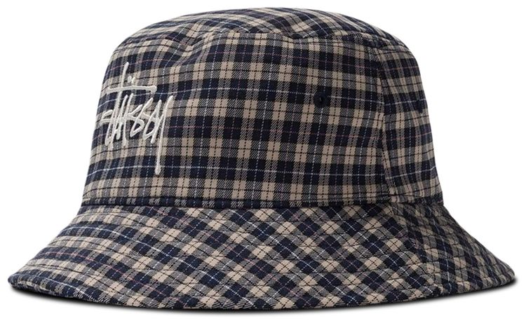 Stussy Basic Plaid Bucket Hat Off White