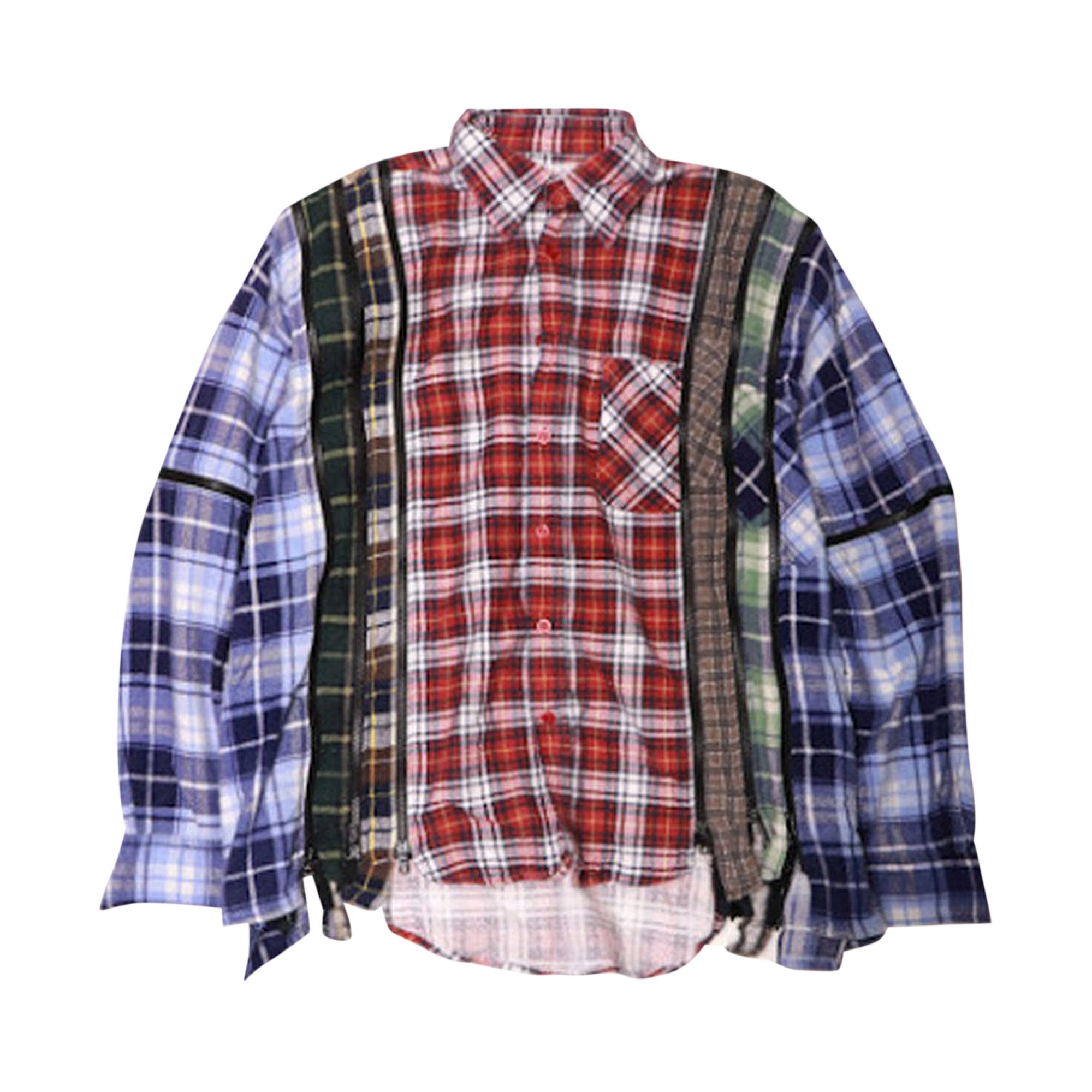 ma　フランネル Buy Needles Custom 7 Cuts Zipped Wide Flannel Shirt