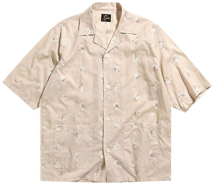 Needles Plant Embroidered Cabana Shirt Beige