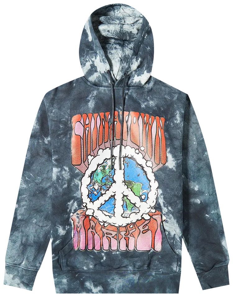 Chinatown Market Peace On Earth Logo Hoodie Black Tie Dye