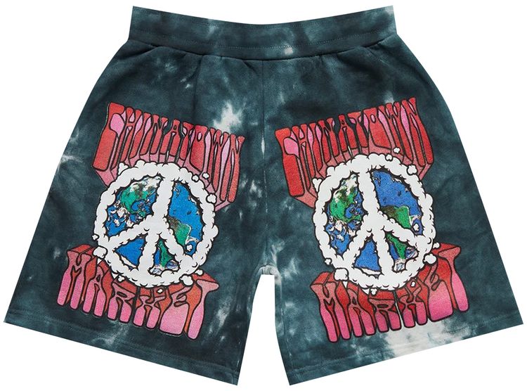 Chinatown Market Peace On Earth Clouds Sweatshorts Black Tie Dye