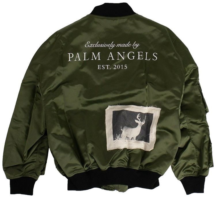 Palm Angels Vintage Logo Hunting Bomber Military Green