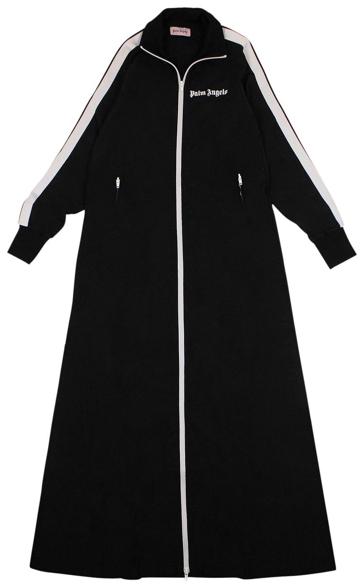 Palm Angels Maxi Length Logo Zip Up Track Jacket Black