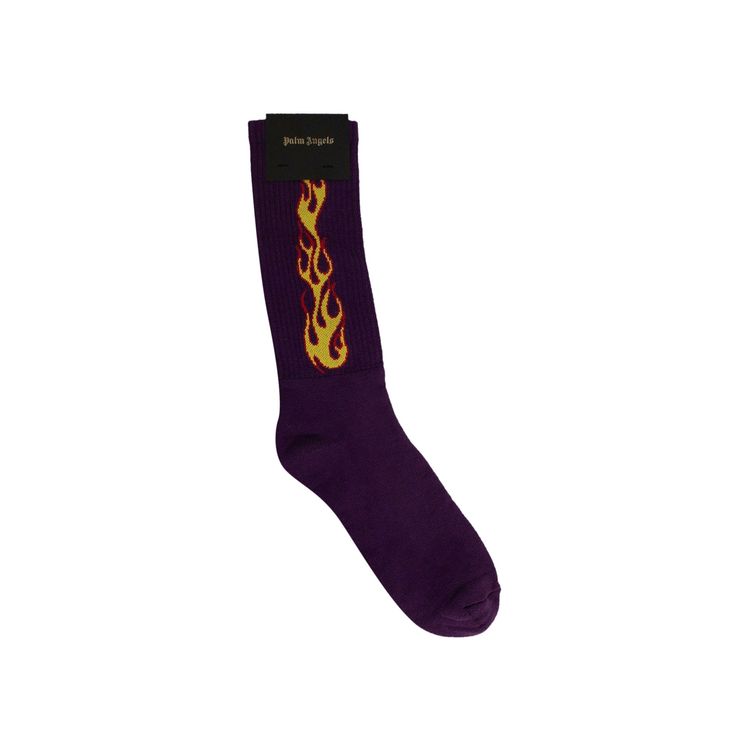 Palm Angels Flames Socks PurpleMulticolor