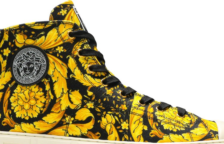 Versace Canvas High Barocco Print   Black Gold