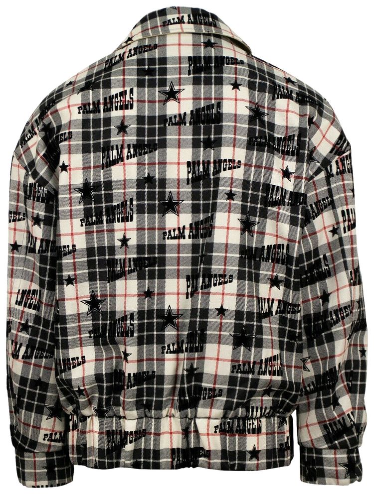 Palm Angels Plaid Reversible Harrington Jacket BlackWhiteTan
