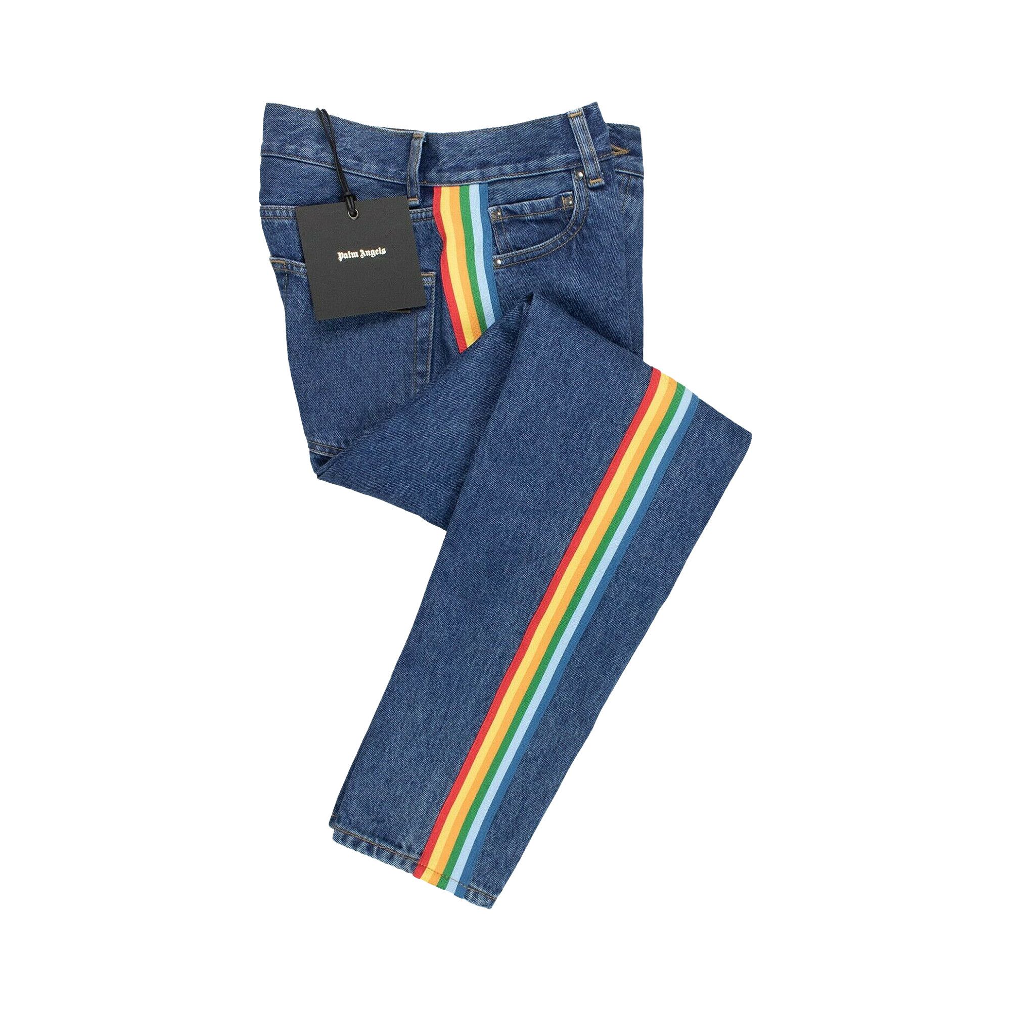 Rainbow side stripe jeans shop