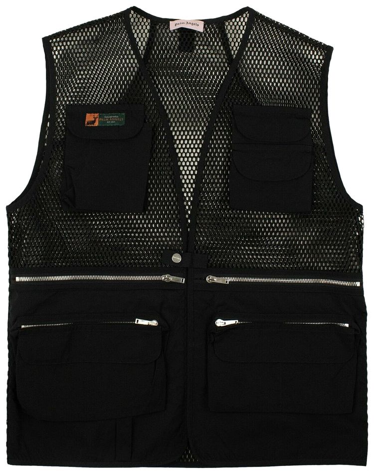 Palm Angels Mesh Multi Pocket Vest Black