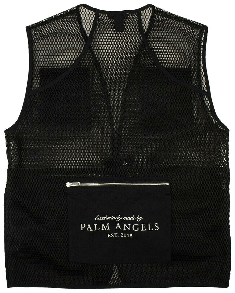 Palm Angels Mesh Multi Pocket Vest Black