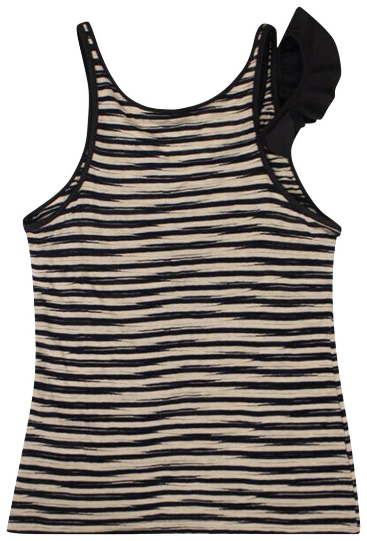 Palm Angels Striped Frill Tank Top Black