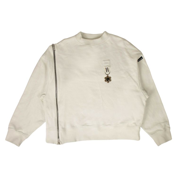Palm Angels Zipper Crew Neck Sweatshirt White