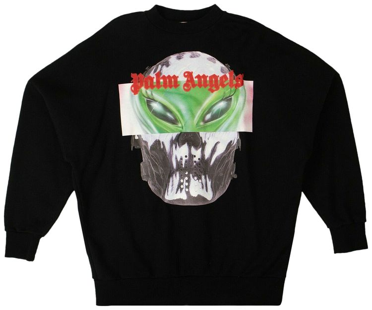 Palm Angels Alien Graphic Crewneck Sweatshirt Black