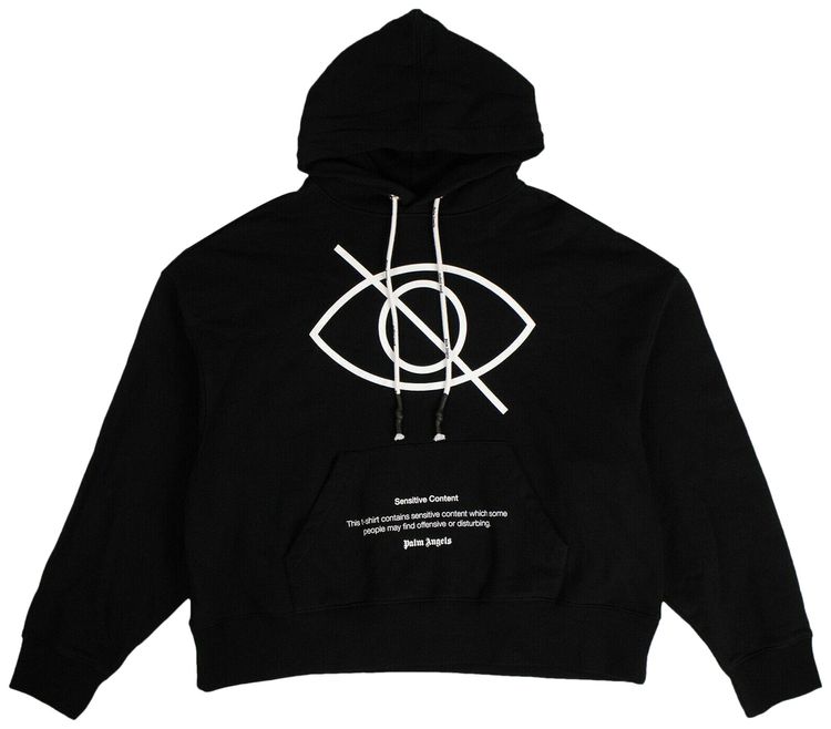 Palm Angels Sensitive Content Print Hooded Sweatshirt Black