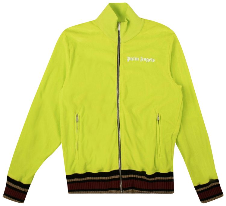 Palm Angels Ribbed Trim Track Jacket Neon Green