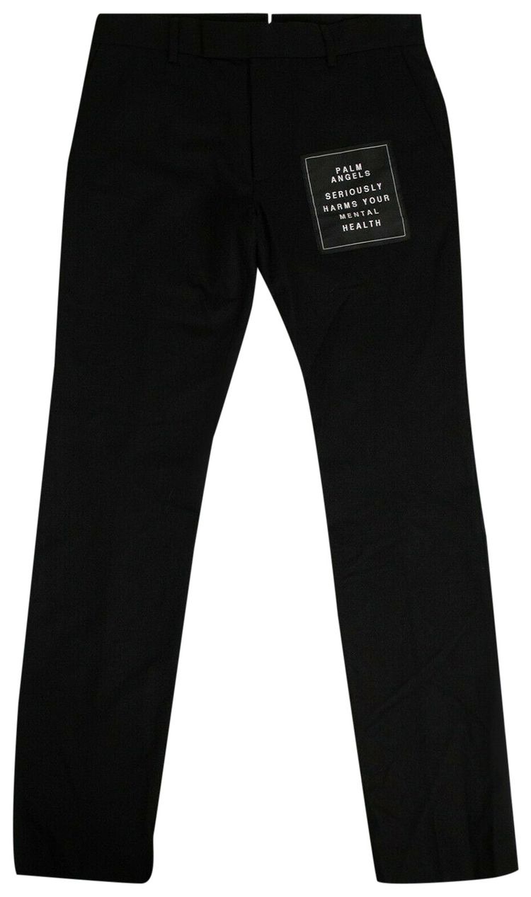 Palm Angels Wool Logo Patch Trousers Black