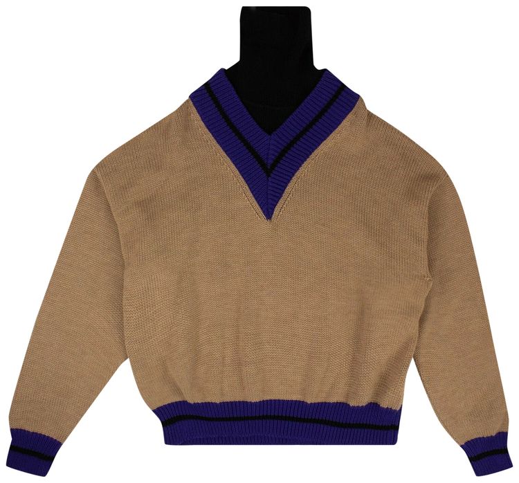 Palm Angels College Turtleneck Sweater Tan