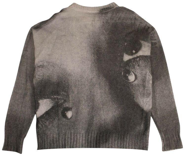 Palm Angels Mohair Big Eyes Crewneck Sweater Grey