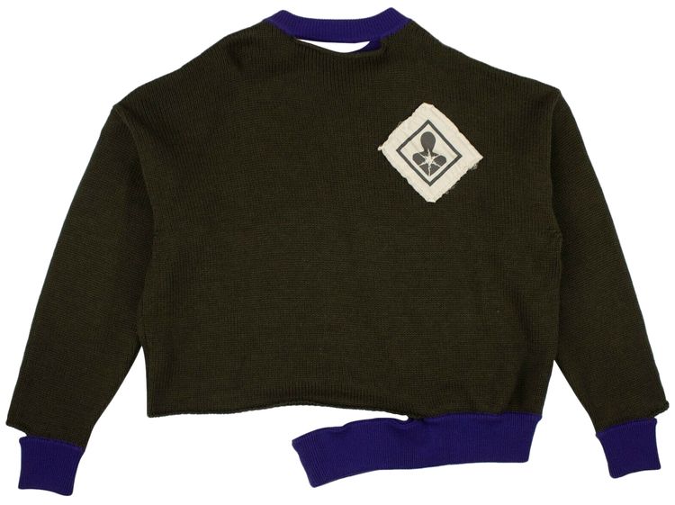 Palm Angels Patch Detail Distressed Sweater Green