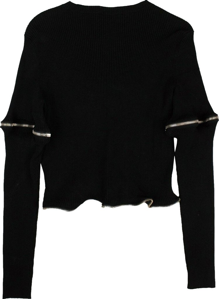 Palm Angels Zipped Rouche Sweater Black