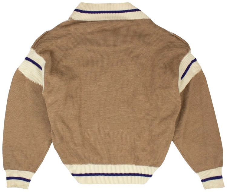 Palm Angels Wool V Neck College Sweater Tan