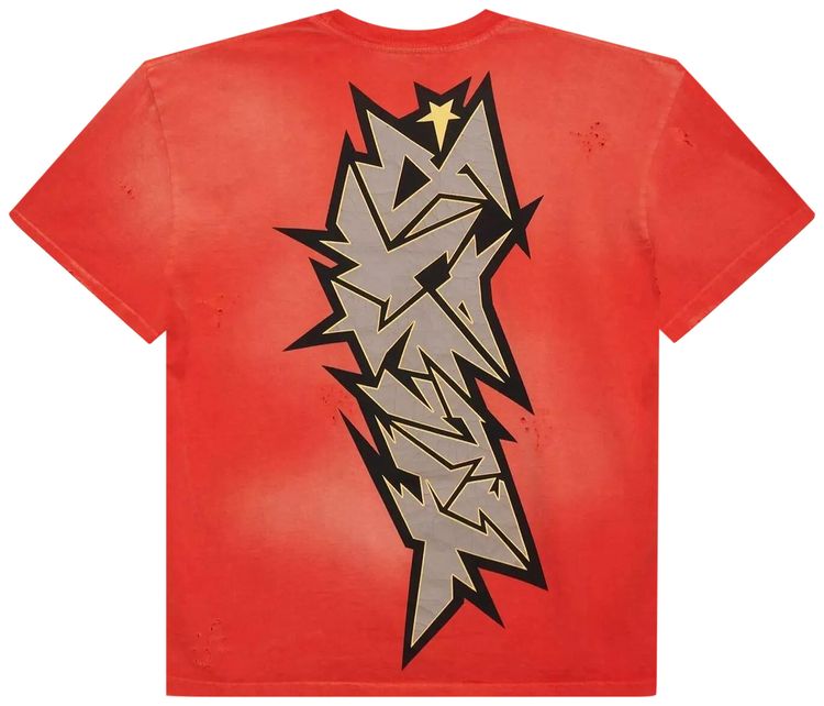 Hellstar Crack Print T Shirt Red