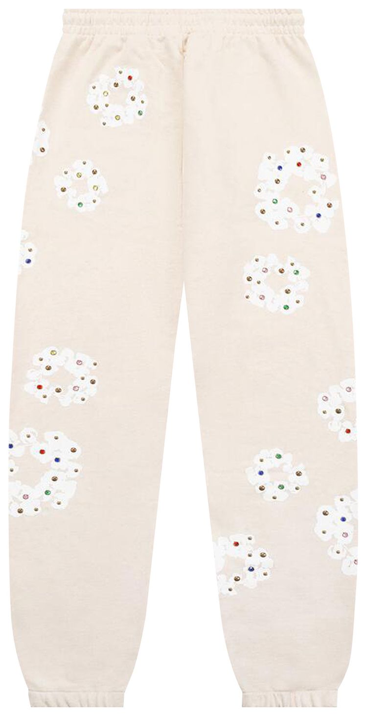 Denim Tears Rhinestone Cotton Wreath Sweatpants Oatmeal