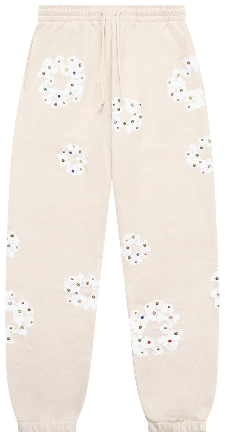 Denim Tears Rhinestone Cotton Wreath Sweatpants Oatmeal