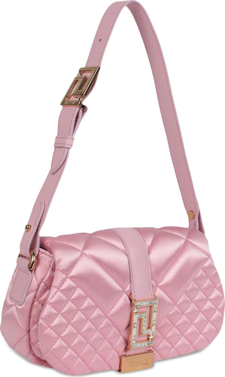 Versace Greca Goddess Quilted Satin Shoulder Bag Pale Pink